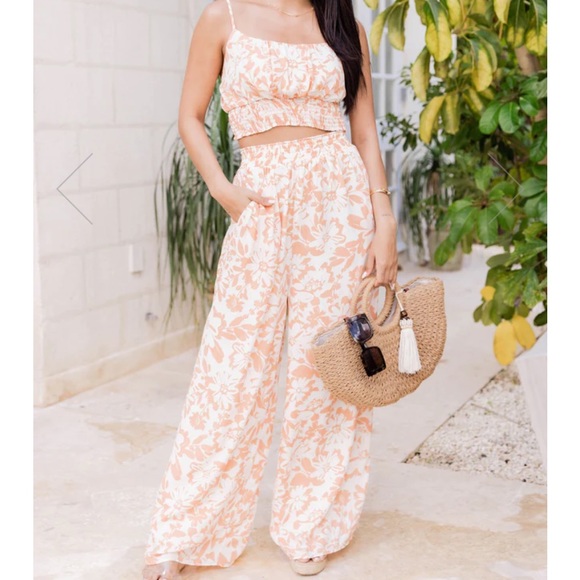 Red Floral Two Piece Set Pink Lily - Picture 3 of 3